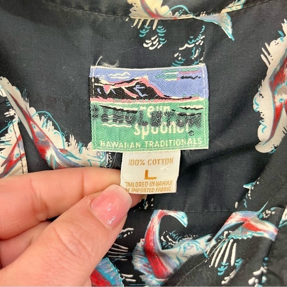 Reyn Spooner Shirt Mens Large Button Down Cotton Multi Color Marlin Fish Print - Picture 5 of 9